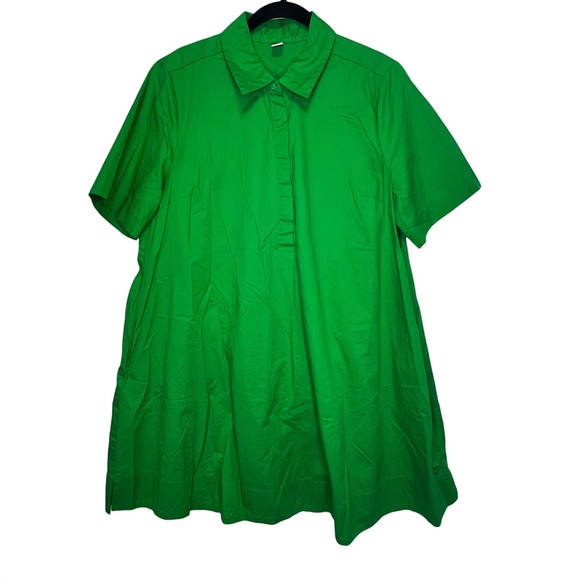 Old Navy Dresses & Skirts - NWOT Old Navy Womens L Kelly Green Mini Swing Dress Cotton Poplin Short Sleeve